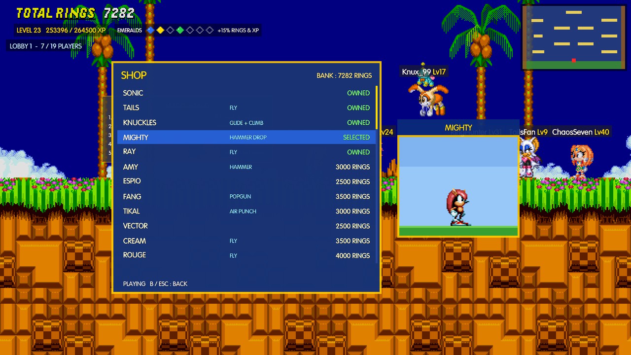 The character shop with the new characters
